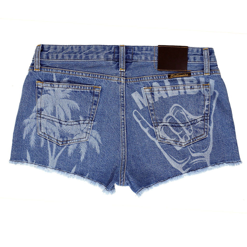 5 pocket Cut-Off  Boyfriend Shorts - Malibu Wash & Print