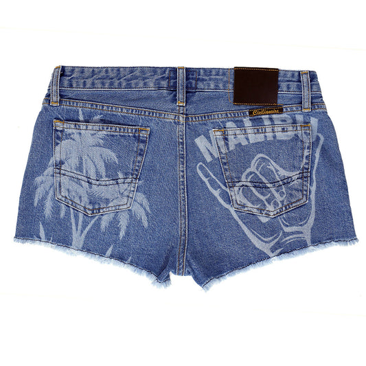 5 pocket Cut-Off  Boyfriend Shorts - Malibu Wash & Print
