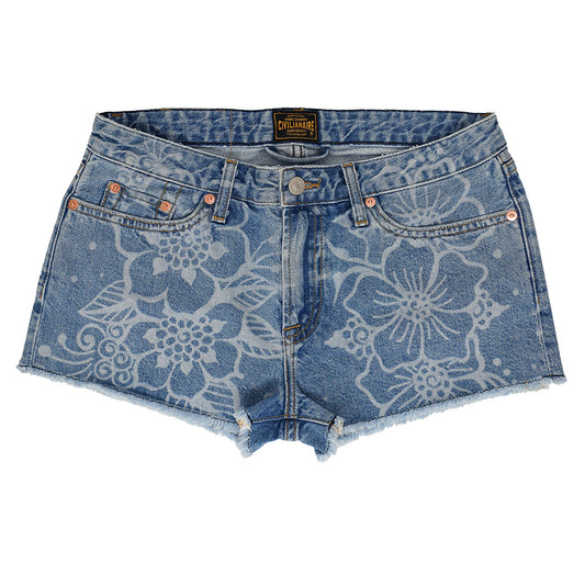 5 Pocket Cut-Off Boyfriend 10.5 oz Shorts - MED STONE - LASER FLORAL PRINT
