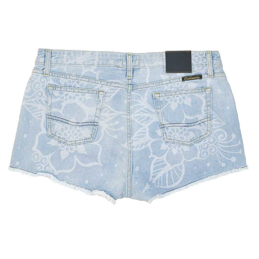 5 Pocket Cut-Off Boyfriend 10.5 oz Shorts - LIGHT STONE - LASER FLORAL PRINT