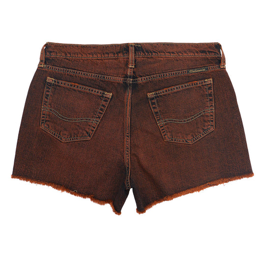 12.4 oz Denim Shorty Shorts - Orange on Denim