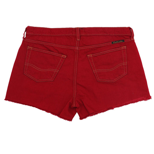 12.4 oz Denim Shorty Shorts - Red on Denim