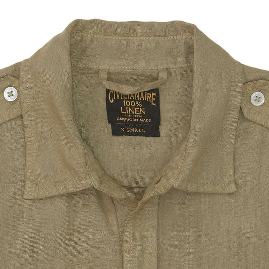 Long Sleeve Officer Linen Shirt - New Khaki