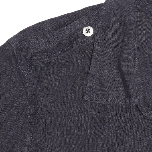 Women's Long Sleeve Officer Linen Shirt - Dark Slate Blue