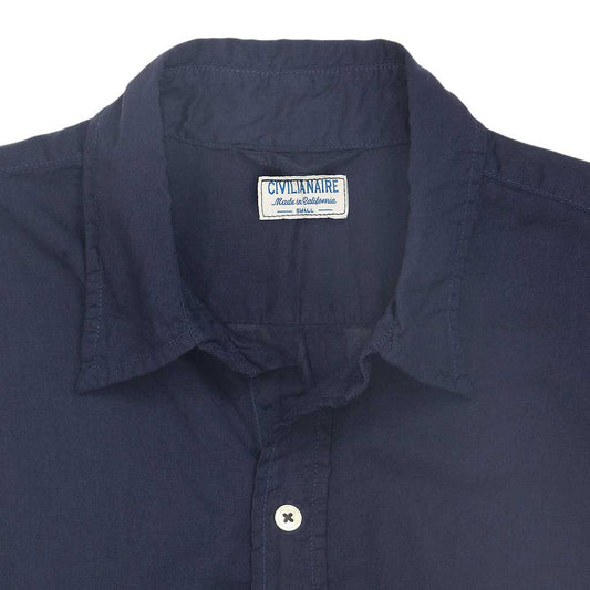 Long Sleeve w/ Tail Voile Boyfriend Shirt - Sapphire