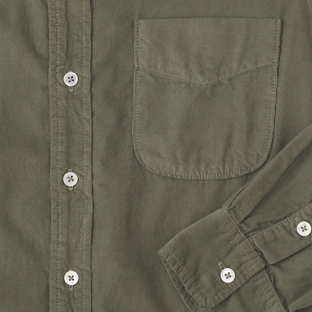 Long Sleeve Light Weight Corduroy Women's Single Pocket Shirt - Soft Olive #3132