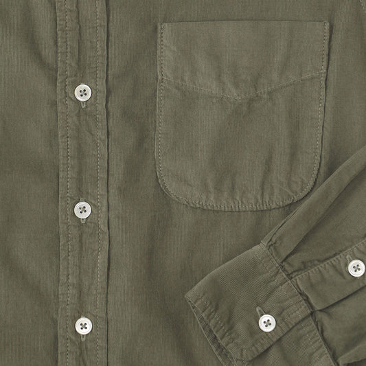 Long Sleeve Light Weight Corduroy Women's Single Pocket Shirt - Soft Olive #3132