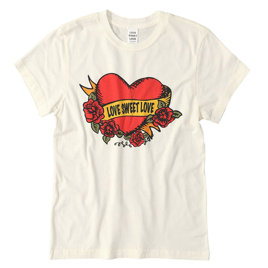 LOVE SWEET LOVE "SWEET LOVE TATTOO" SHORT SLEEVE CREW NECK - #1052 WHITE NATURAL