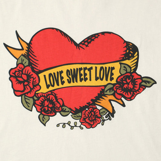LOVE SWEET LOVE "SWEET LOVE TATTOO" SHORT SLEEVE CREW NECK - #1052 WHITE NATURAL