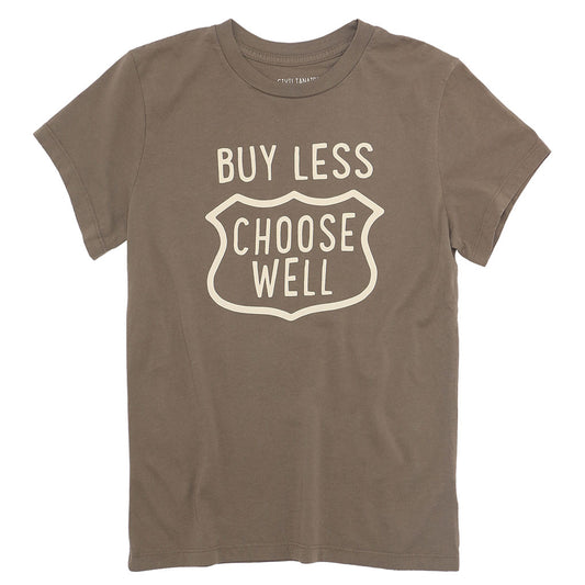 "BUY LESS CHOOSE WELL" Women's Crew Neck Short Sleeve Tee - Grain