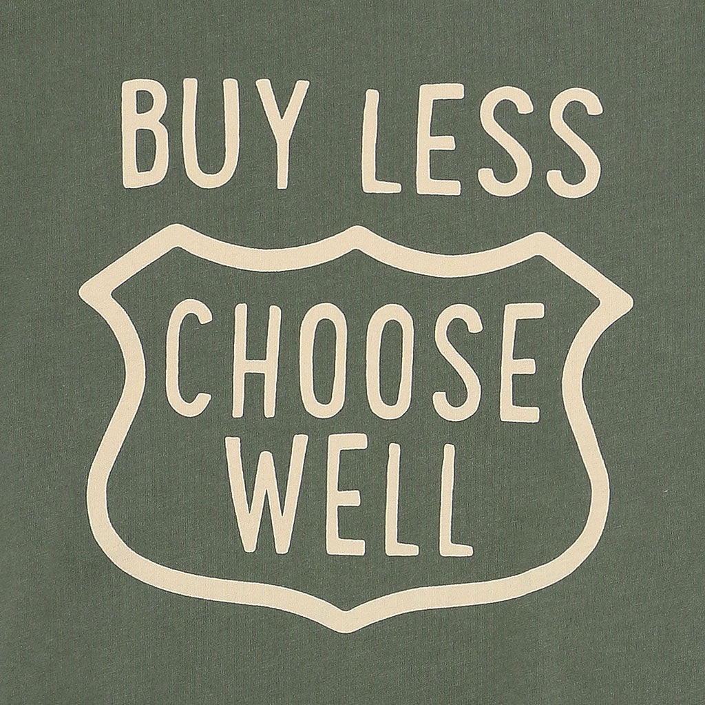"BUY LESS CHOOSE WELL" Women's Crew Neck Short Sleeve Tee - Soft Olive