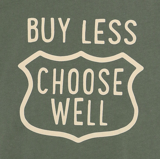 "BUY LESS CHOOSE WELL" Women's Crew Neck Short Sleeve Tee - Soft Olive