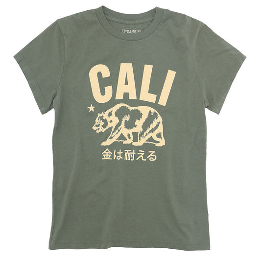 Don't Mess With Cali Women's Crew Neck Short Sleeve Tee - Soft Olive