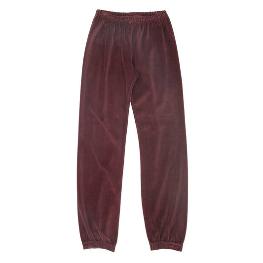 "SIENA" 26" Inseam Velour Sweatpants - Burgundy