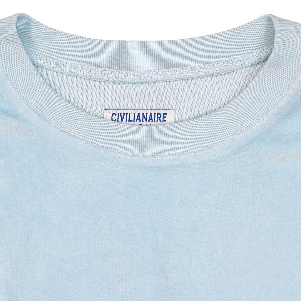 Long Sleeve Women's Crewneck Velour Sweatshirt - Starlight Blue