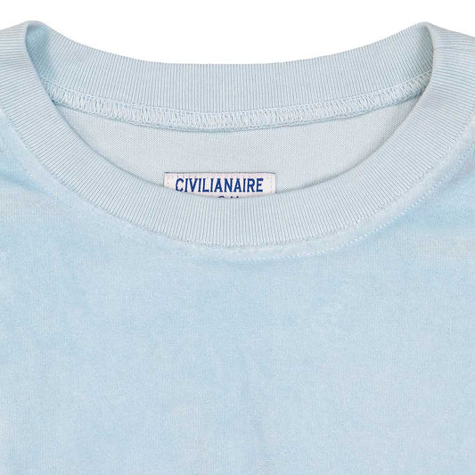 Long Sleeve Women's Crewneck Velour Sweatshirt - Starlight Blue