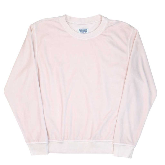 Long Sleeve Women's Crewneck Velour Sweatshirt - Buff Pink