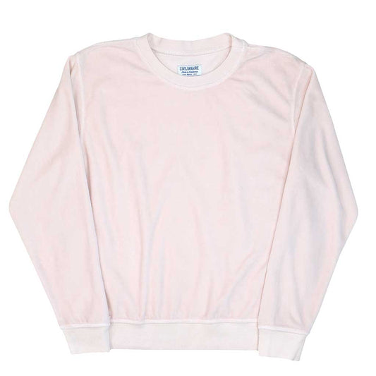 Long Sleeve Women's Crewneck Velour Sweatshirt - Buff Pink
