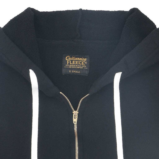 Long Sleeve 8" Half Zip-Front Cropped Fleece Hoodie - Black