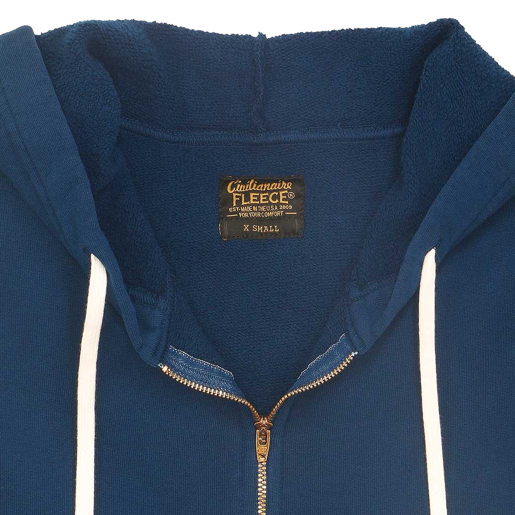 Long Sleeve 8" Half Zip-Front Cropped Fleece Hoodie - Navy Blue