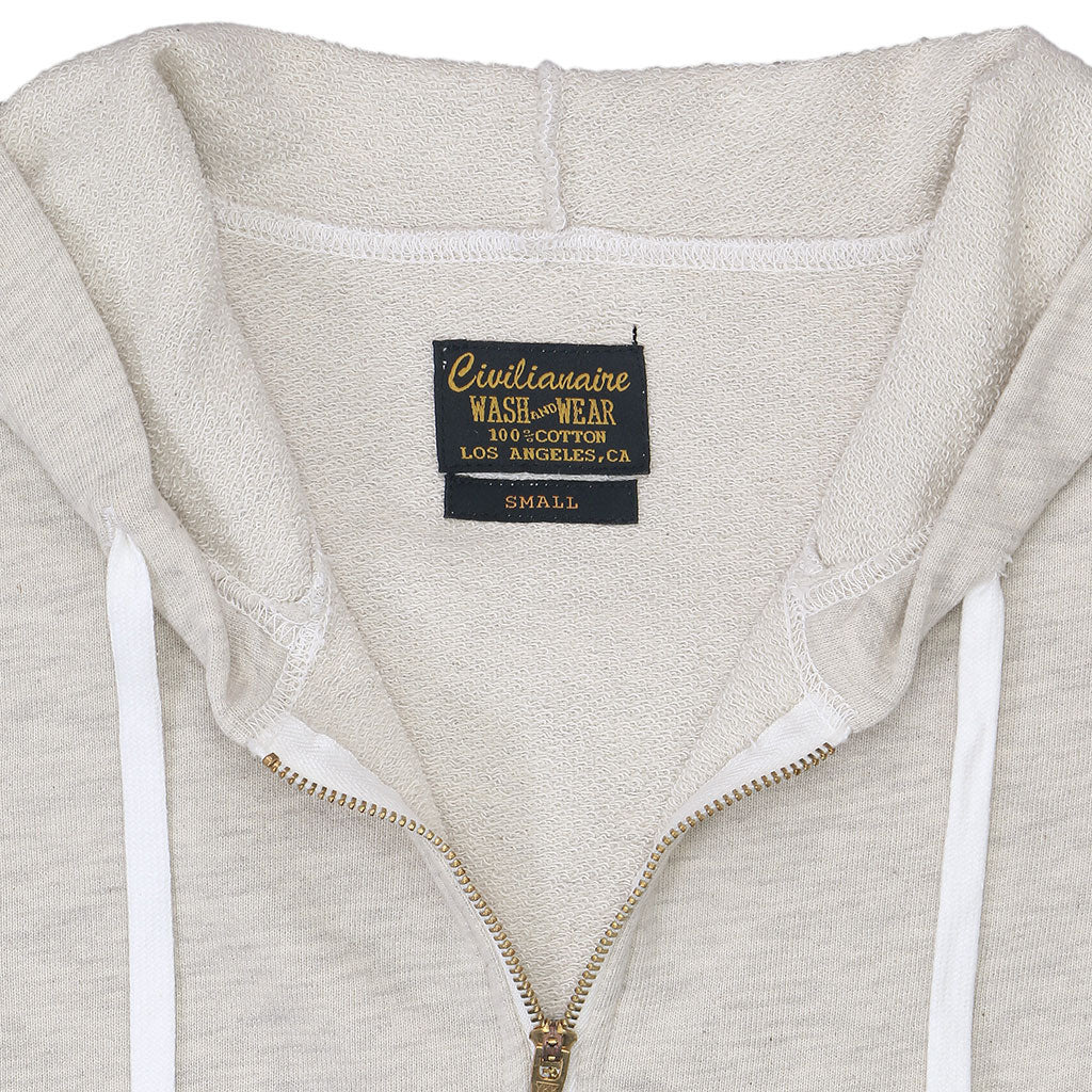 Long Sleeve 8" Half Zip-Front Cropped French Terry Hoodie - Oatmeal