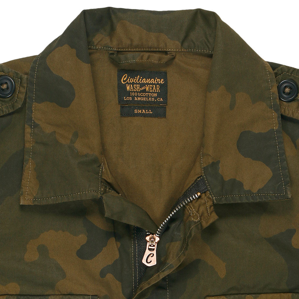 4-Pocket Cotton Sateen Print Peace Jacket - Camo Vintage Khaki
